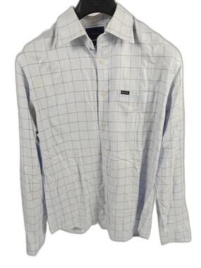 Mens Façonnable Button Down Shirt White Plaid Size L